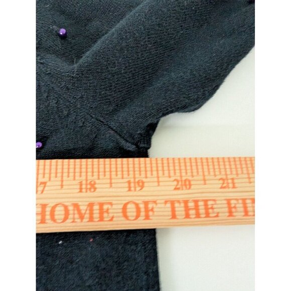 All Points Snowman Cardigan Womens Size Large Black Beaded Christmas Winter - Picture 12 of 13